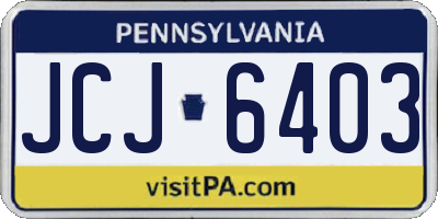 PA license plate JCJ6403