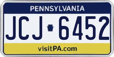 PA license plate JCJ6452