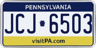 PA license plate JCJ6503