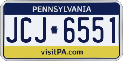 PA license plate JCJ6551
