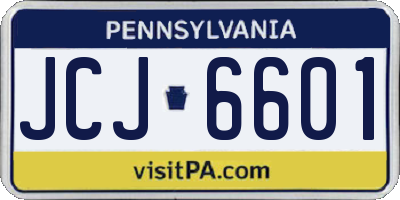 PA license plate JCJ6601