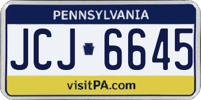 PA license plate JCJ6645