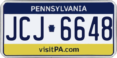PA license plate JCJ6648