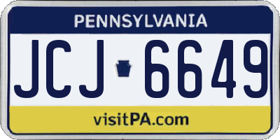 PA license plate JCJ6649