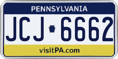 PA license plate JCJ6662
