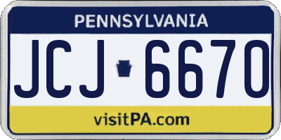 PA license plate JCJ6670