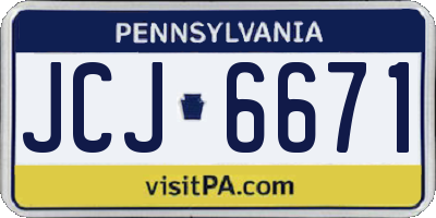 PA license plate JCJ6671