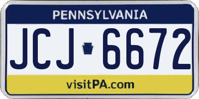 PA license plate JCJ6672