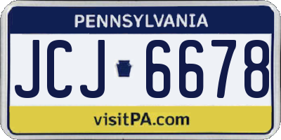 PA license plate JCJ6678
