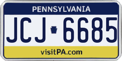 PA license plate JCJ6685