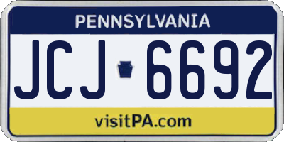 PA license plate JCJ6692