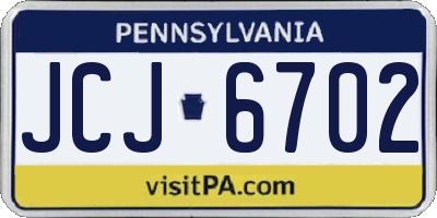 PA license plate JCJ6702