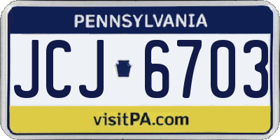 PA license plate JCJ6703