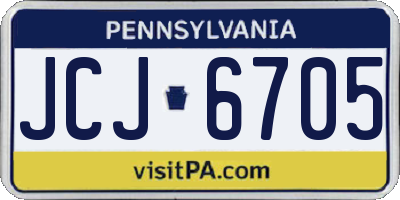 PA license plate JCJ6705