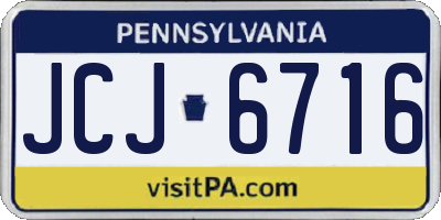 PA license plate JCJ6716