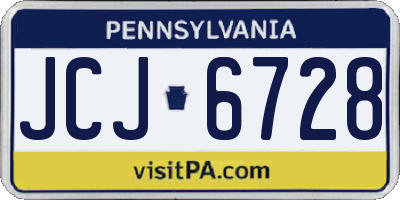 PA license plate JCJ6728