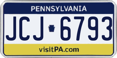 PA license plate JCJ6793