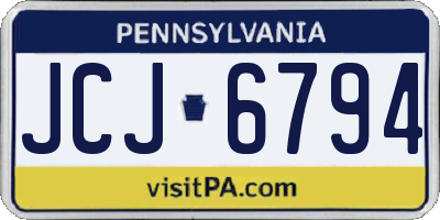 PA license plate JCJ6794