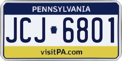 PA license plate JCJ6801