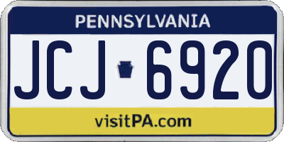 PA license plate JCJ6920