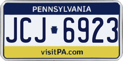 PA license plate JCJ6923