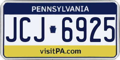 PA license plate JCJ6925