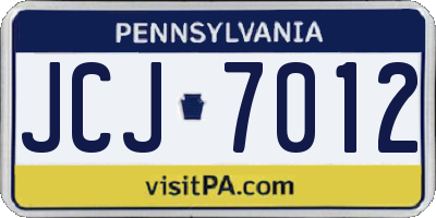 PA license plate JCJ7012