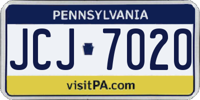 PA license plate JCJ7020