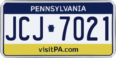 PA license plate JCJ7021