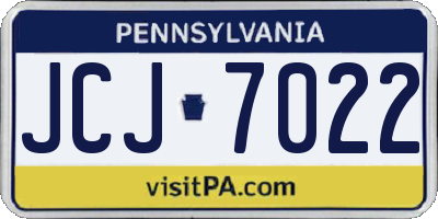 PA license plate JCJ7022