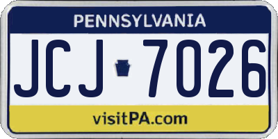 PA license plate JCJ7026