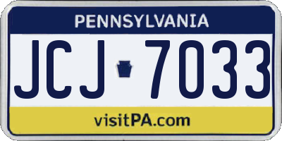 PA license plate JCJ7033