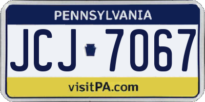 PA license plate JCJ7067