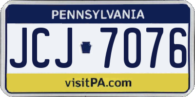 PA license plate JCJ7076