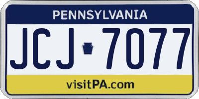 PA license plate JCJ7077