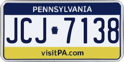 PA license plate JCJ7138