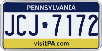 PA license plate JCJ7172