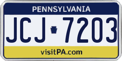 PA license plate JCJ7203