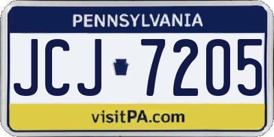 PA license plate JCJ7205