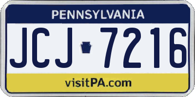 PA license plate JCJ7216
