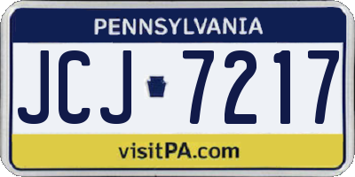 PA license plate JCJ7217