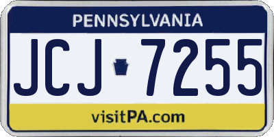 PA license plate JCJ7255