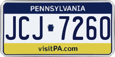 PA license plate JCJ7260