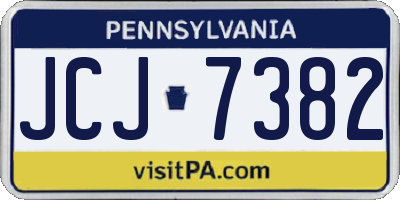 PA license plate JCJ7382