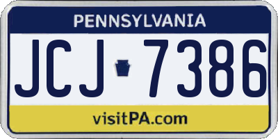 PA license plate JCJ7386