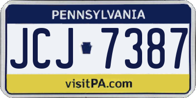 PA license plate JCJ7387
