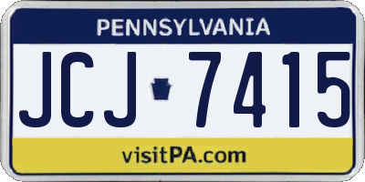 PA license plate JCJ7415