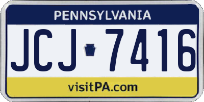 PA license plate JCJ7416