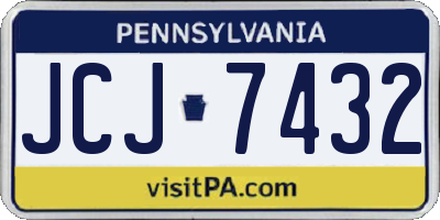 PA license plate JCJ7432