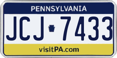 PA license plate JCJ7433